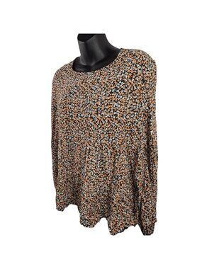 Boho Floral Whimsi Goth Fairy Long Sleeve Ruffle Tiered Flowy Blouse Women’s L
